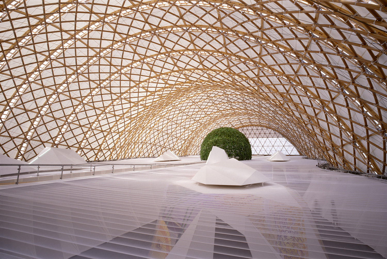 Interior of a large pavilion in japan